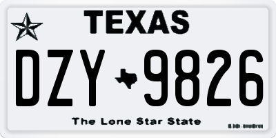 TX license plate DZY9826