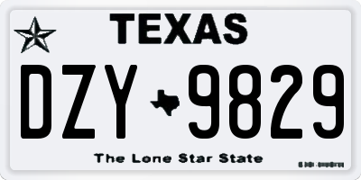 TX license plate DZY9829