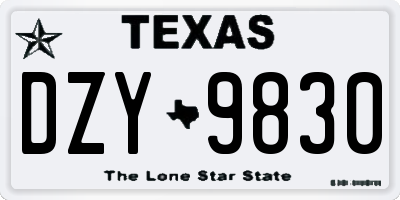 TX license plate DZY9830