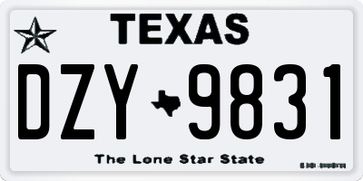 TX license plate DZY9831