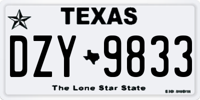 TX license plate DZY9833