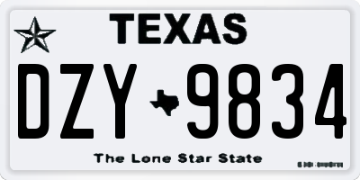 TX license plate DZY9834