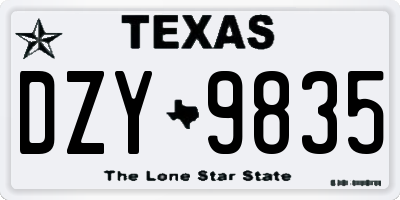 TX license plate DZY9835