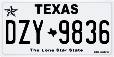 TX license plate DZY9836