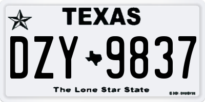 TX license plate DZY9837