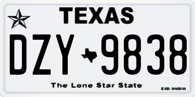 TX license plate DZY9838