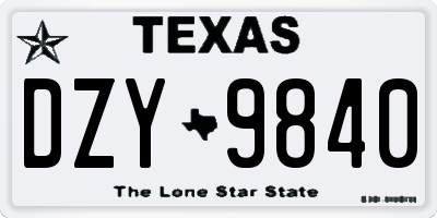 TX license plate DZY9840