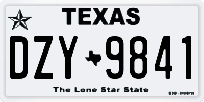 TX license plate DZY9841