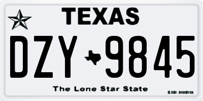 TX license plate DZY9845