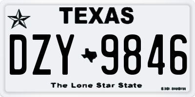 TX license plate DZY9846