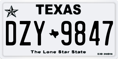 TX license plate DZY9847