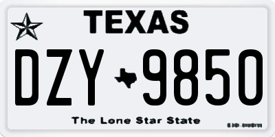 TX license plate DZY9850