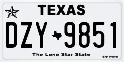 TX license plate DZY9851