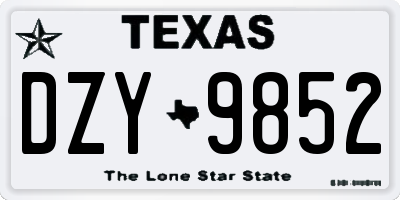 TX license plate DZY9852