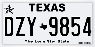 TX license plate DZY9854