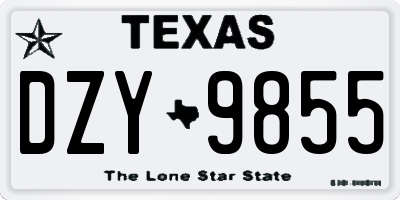 TX license plate DZY9855