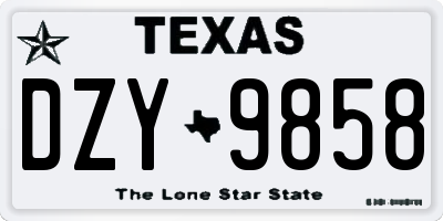 TX license plate DZY9858