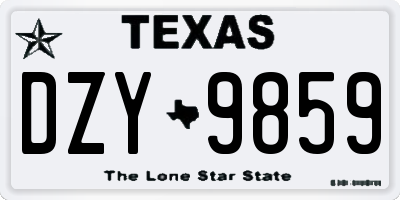 TX license plate DZY9859