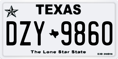 TX license plate DZY9860