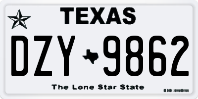 TX license plate DZY9862