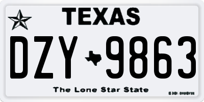 TX license plate DZY9863