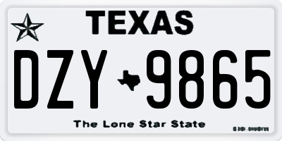 TX license plate DZY9865