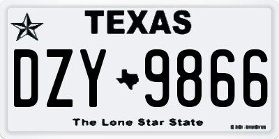 TX license plate DZY9866