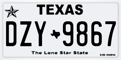 TX license plate DZY9867