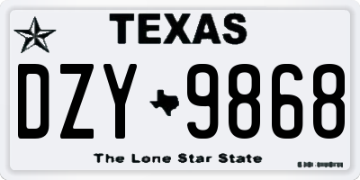 TX license plate DZY9868