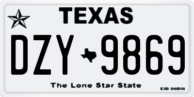 TX license plate DZY9869