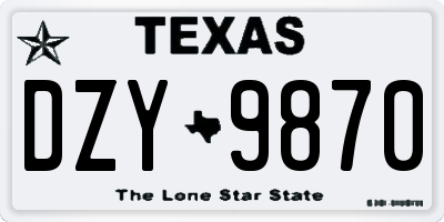 TX license plate DZY9870