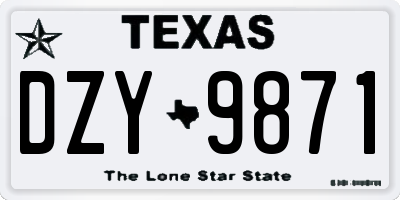 TX license plate DZY9871