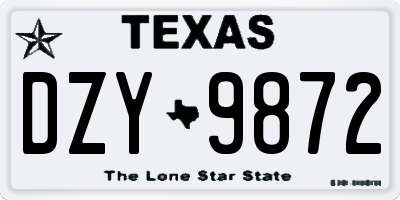 TX license plate DZY9872