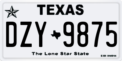 TX license plate DZY9875