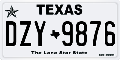 TX license plate DZY9876