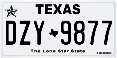 TX license plate DZY9877