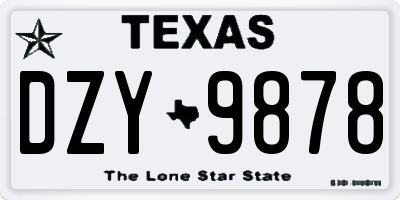 TX license plate DZY9878