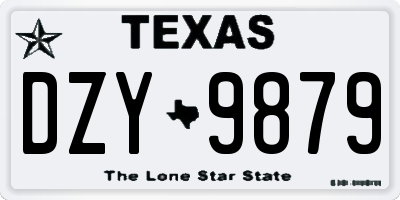 TX license plate DZY9879