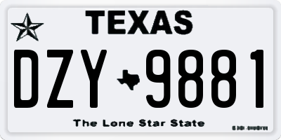 TX license plate DZY9881