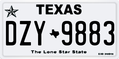 TX license plate DZY9883