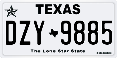 TX license plate DZY9885