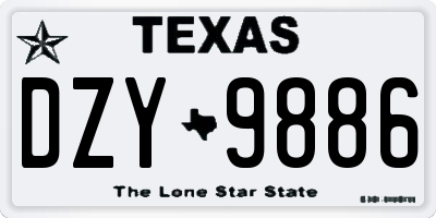 TX license plate DZY9886