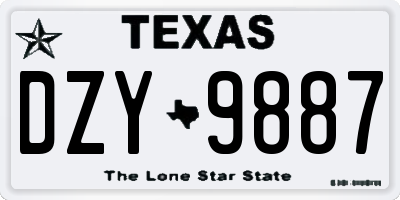 TX license plate DZY9887