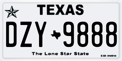 TX license plate DZY9888