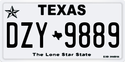 TX license plate DZY9889