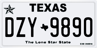 TX license plate DZY9890