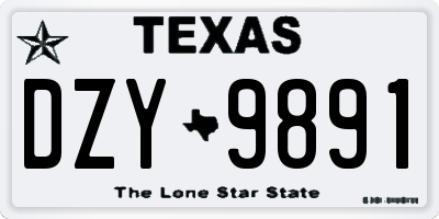 TX license plate DZY9891