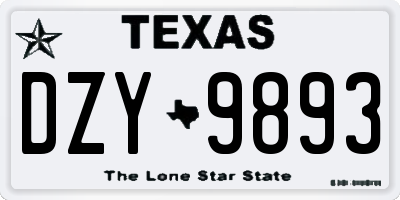 TX license plate DZY9893