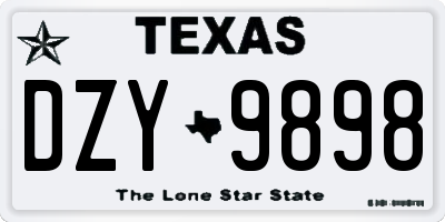 TX license plate DZY9898