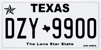 TX license plate DZY9900